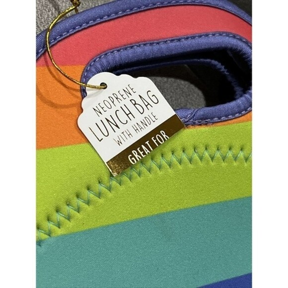 RAINBOW Neoprene LUNCH BAG TOTE Zippered - New With Tags - Picture 8 of 8